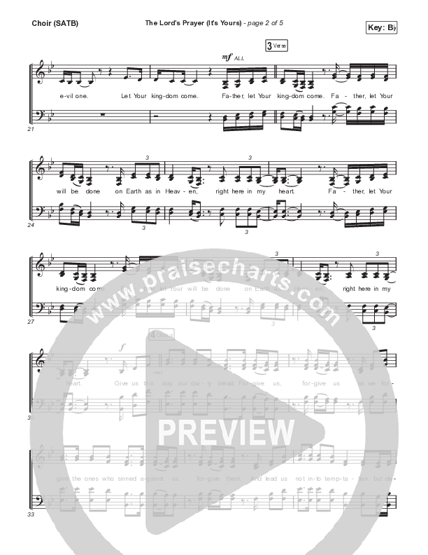 The Lord's Prayer (It's Yours) Choir Sheet (SATB) (The Worship Initiative / Dinah Wright)