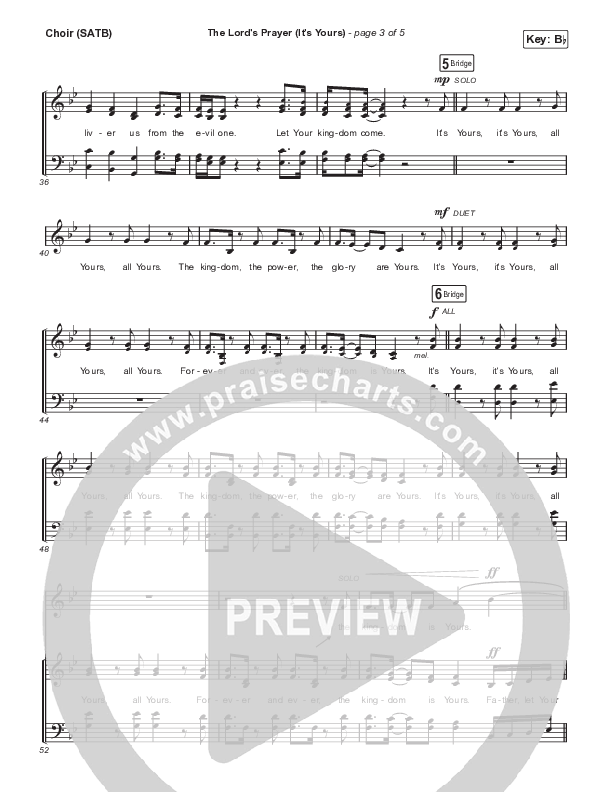 The Lord's Prayer (It's Yours) Choir Sheet (SATB) (The Worship Initiative / Dinah Wright)