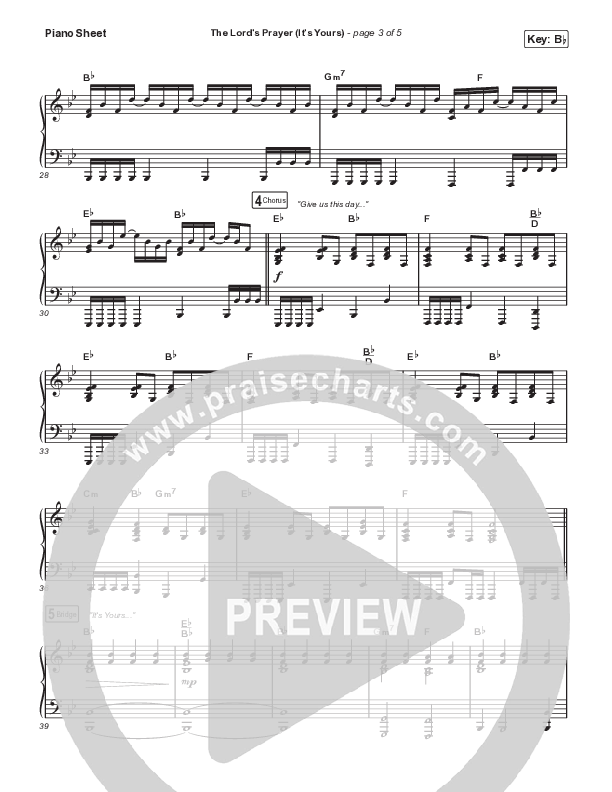 The Lord's Prayer (It's Yours) Piano Sheet (The Worship Initiative / Dinah Wright)