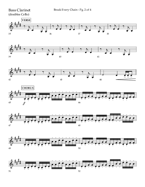 Break Every Chain (Choral Anthem SATB) Bass Clarinet (Lifeway Choral / Arr. Joshua Spacht)