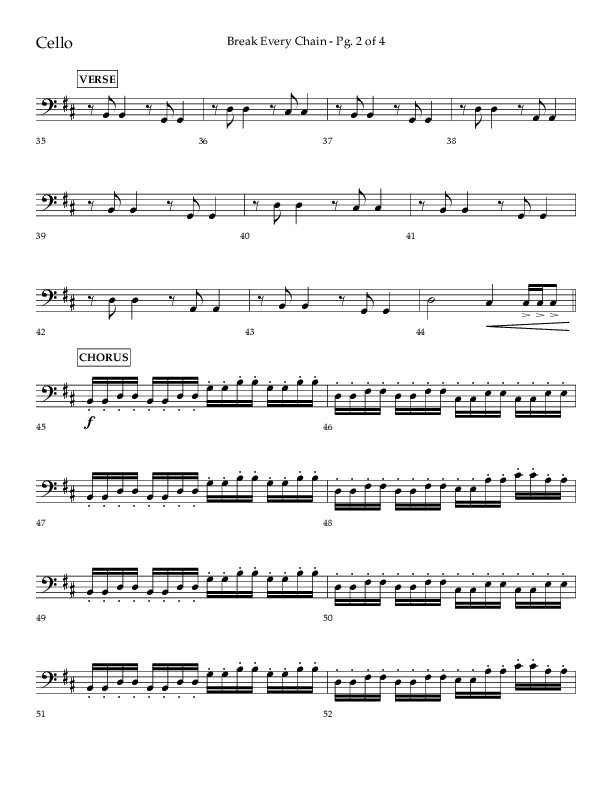 Break Every Chain (Choral Anthem SATB) Cello (Lifeway Choral / Arr. Joshua Spacht)