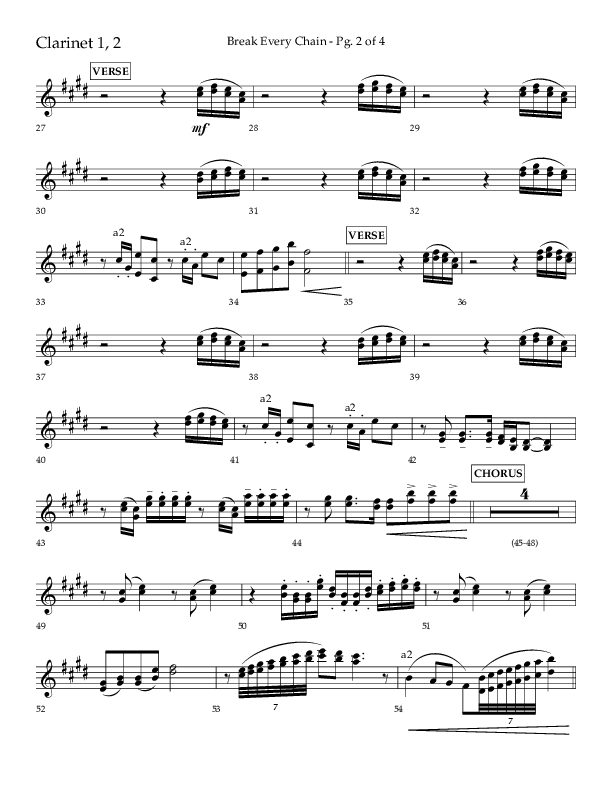 Break Every Chain (Choral Anthem SATB) Clarinet 1/2 (Lifeway Choral / Arr. Joshua Spacht)