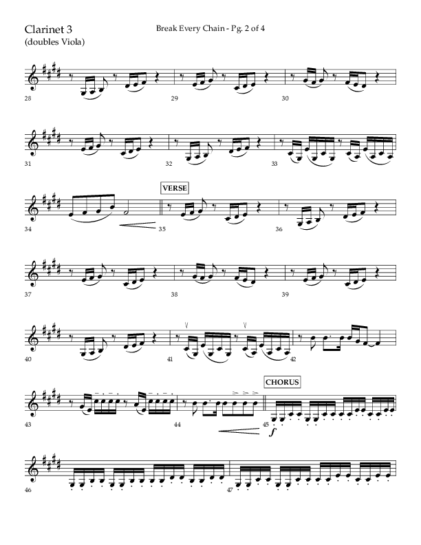 Break Every Chain (Choral Anthem SATB) Clarinet 3 (Lifeway Choral / Arr. Joshua Spacht)
