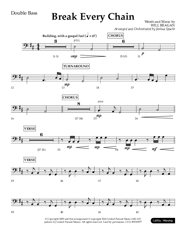 Break Every Chain (Choral Anthem SATB) Double Bass (Lifeway Choral / Arr. Joshua Spacht)