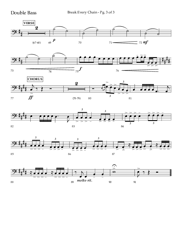Break Every Chain (Choral Anthem SATB) Double Bass (Lifeway Choral / Arr. Joshua Spacht)