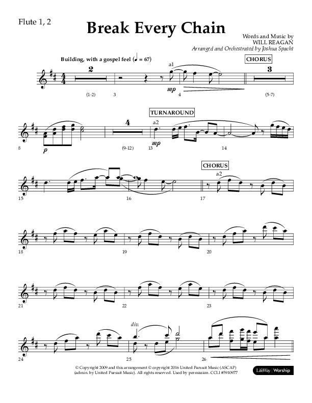 Break Every Chain (Choral Anthem SATB) Flute 1/2 (Lifeway Choral / Arr. Joshua Spacht)