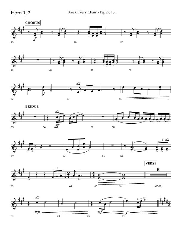Break Every Chain (Choral Anthem SATB) French Horn 1/2 (Lifeway Choral / Arr. Joshua Spacht)