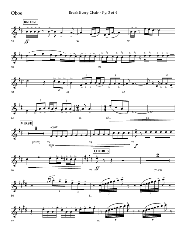 Break Every Chain (Choral Anthem SATB) Oboe (Lifeway Choral / Arr. Joshua Spacht)