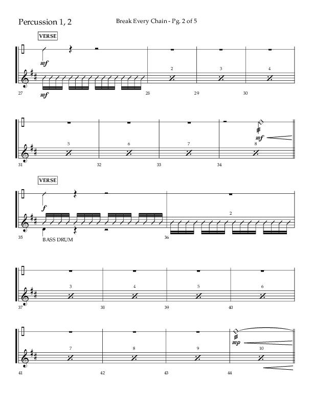 Break Every Chain (Choral Anthem SATB) Percussion 1/2 (Lifeway Choral / Arr. Joshua Spacht)