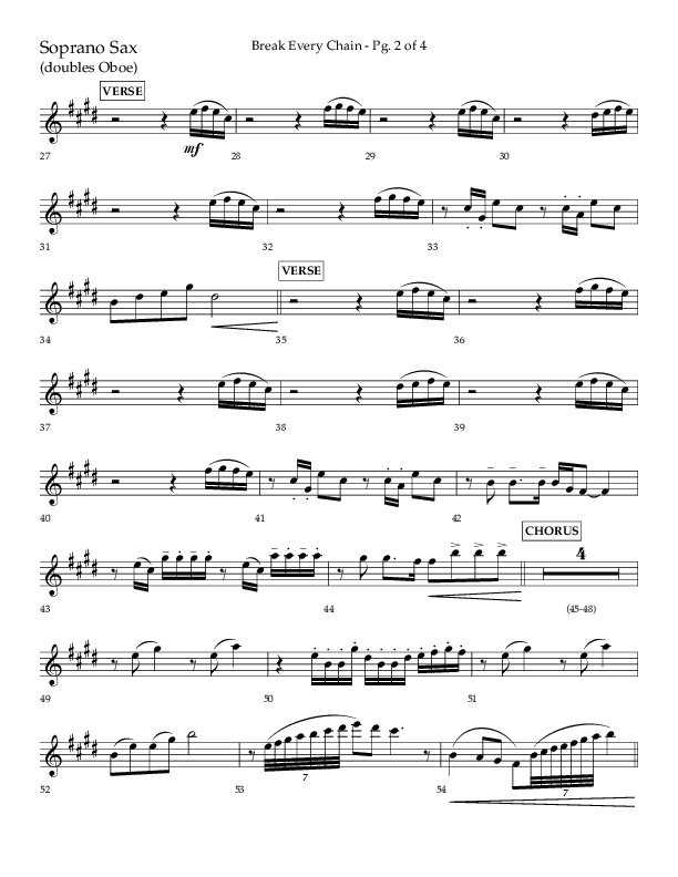 Break Every Chain (Choral Anthem SATB) Soprano Sax (Lifeway Choral / Arr. Joshua Spacht)