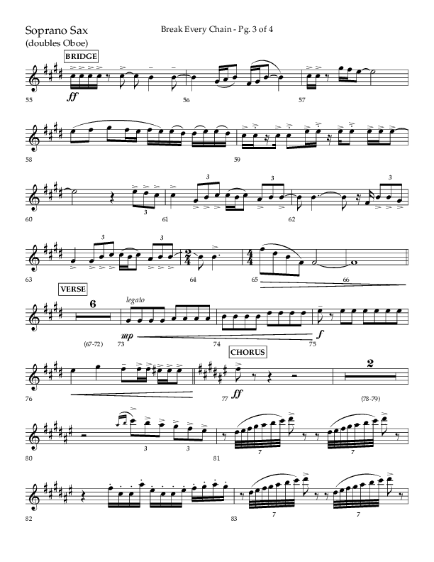 Break Every Chain (Choral Anthem SATB) Soprano Sax (Lifeway Choral / Arr. Joshua Spacht)