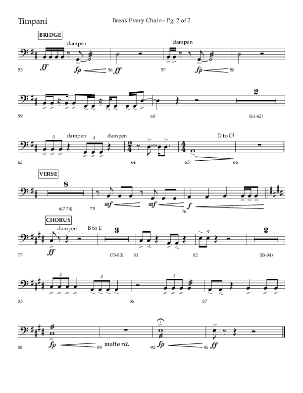 Break Every Chain (Choral Anthem SATB) Timpani (Lifeway Choral / Arr. Joshua Spacht)