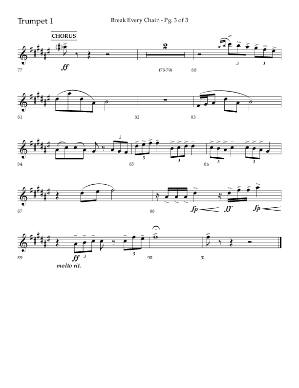 Break Every Chain (Choral Anthem SATB) Trumpet 1 (Lifeway Choral / Arr. Joshua Spacht)
