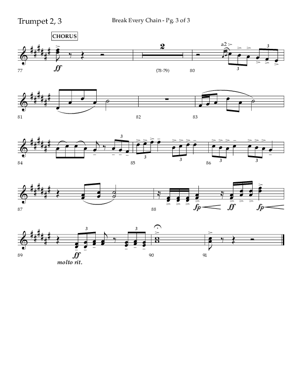 Break Every Chain (Choral Anthem SATB) Trumpet 2/3 (Lifeway Choral / Arr. Joshua Spacht)