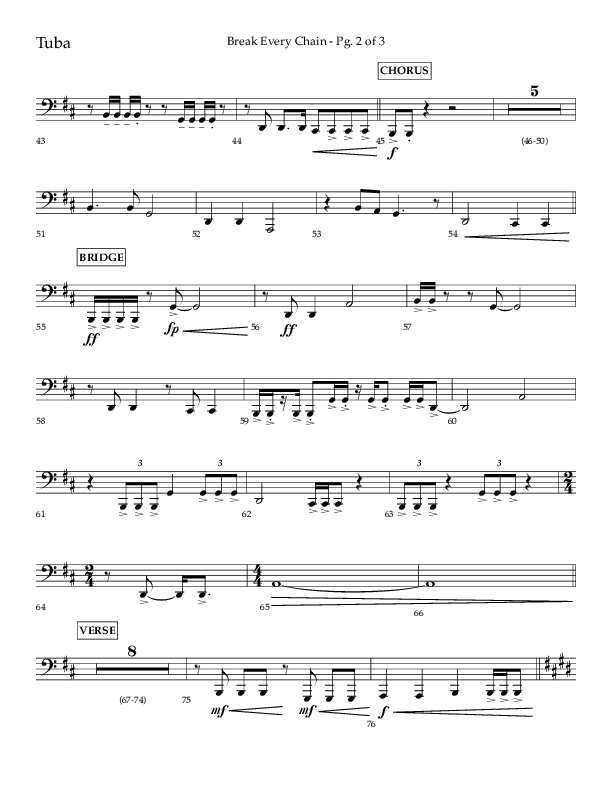 Break Every Chain (Choral Anthem SATB) Tuba (Lifeway Choral / Arr. Joshua Spacht)