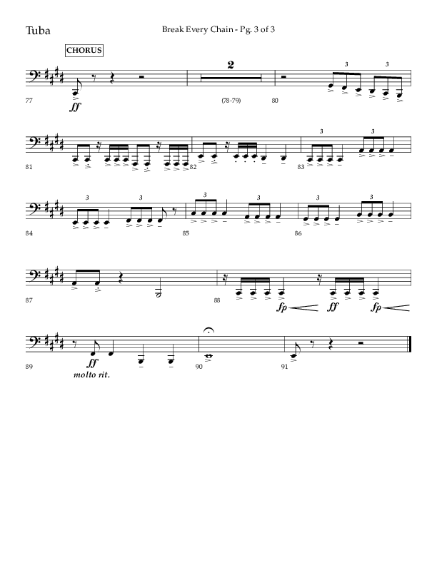 Break Every Chain (Choral Anthem SATB) Tuba (Lifeway Choral / Arr. Joshua Spacht)