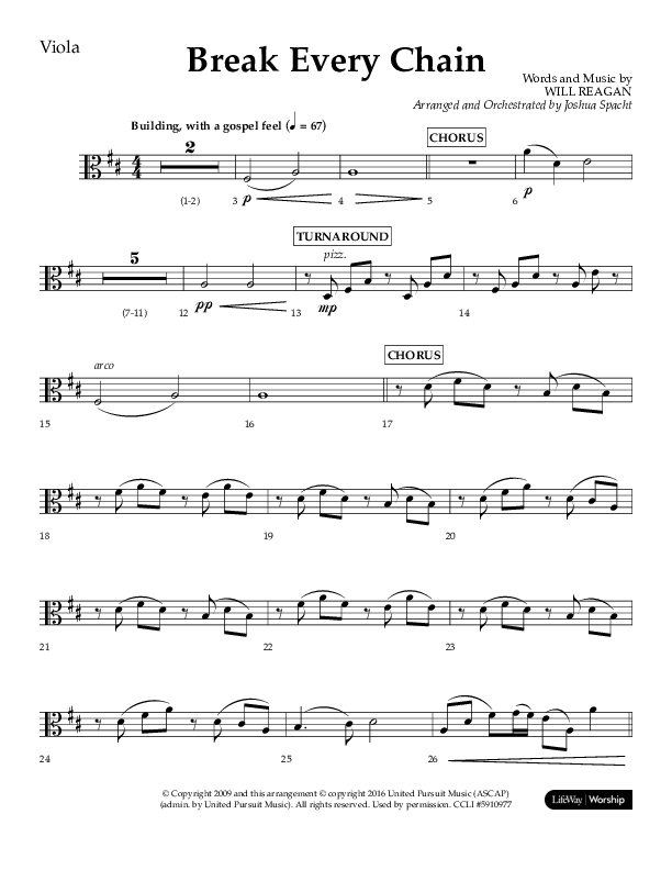 Break Every Chain (Choral Anthem SATB) Viola Sheet Music PDF (Lifeway Choral / Arr. Joshua