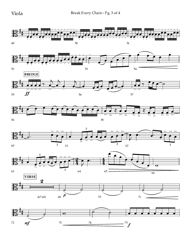 Break Every Chain (Choral Anthem SATB) Viola (Lifeway Choral / Arr. Joshua Spacht)