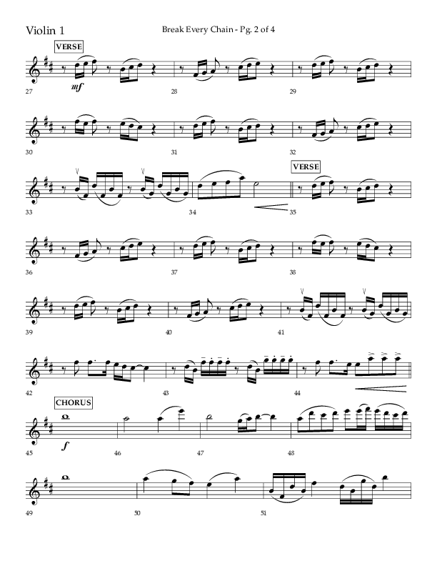 Break Every Chain (Choral Anthem SATB) Violin 1 (Lifeway Choral / Arr. Joshua Spacht)