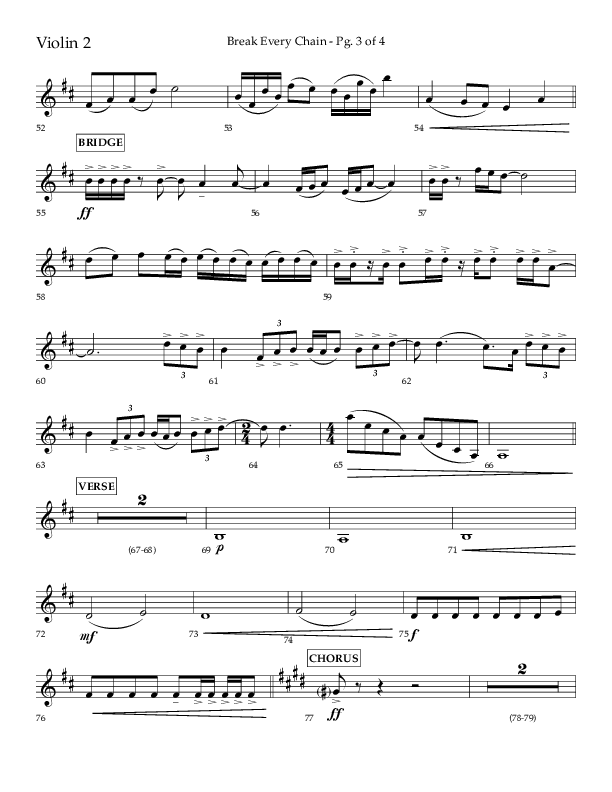 Break Every Chain (Choral Anthem SATB) Violin 2 (Lifeway Choral / Arr. Joshua Spacht)