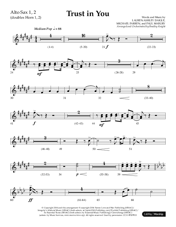 Trust In You (Choral Anthem SATB) Alto Sax 1/2 (Lifeway Choral / Arr. Bradley Knight)
