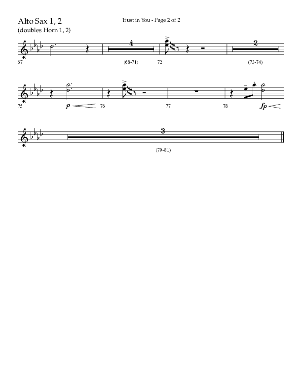 Trust In You (Choral Anthem SATB) Alto Sax 1/2 (Lifeway Choral / Arr. Bradley Knight)