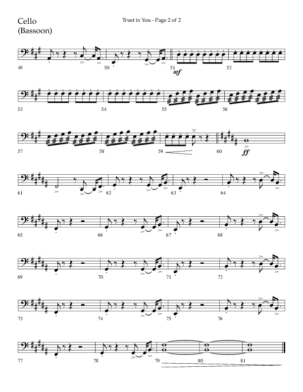Trust In You (Choral Anthem SATB) Cello (Lifeway Choral / Arr. Bradley Knight)
