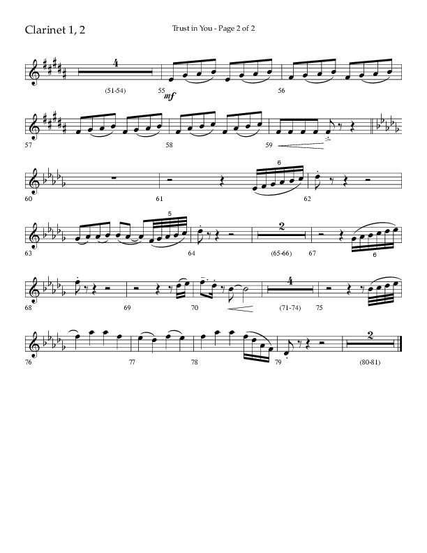 Trust In You (Choral Anthem SATB) Clarinet 1/2 (Lifeway Choral / Arr. Bradley Knight)