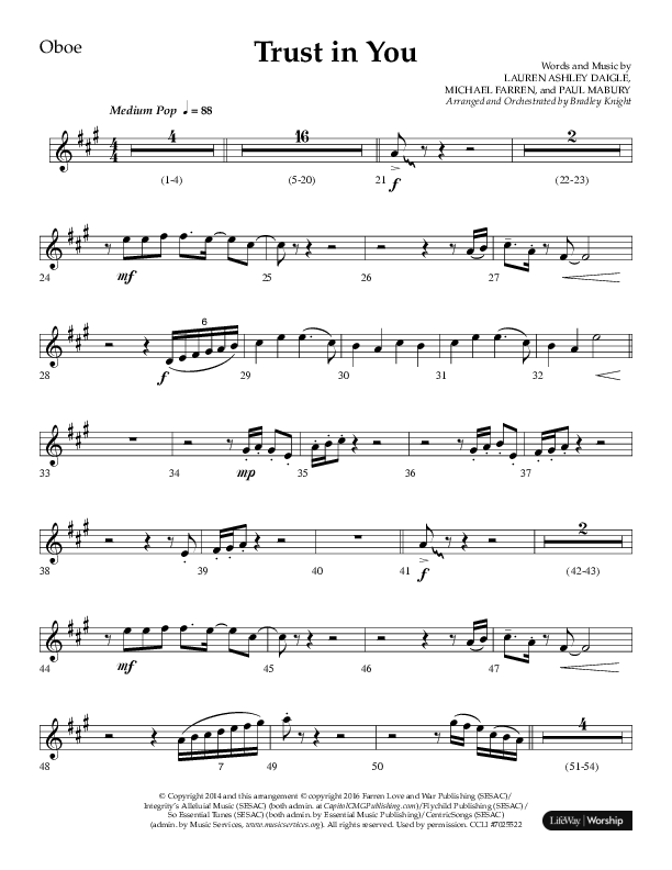 Trust In You (Choral Anthem SATB) Oboe (Lifeway Choral / Arr. Bradley Knight)