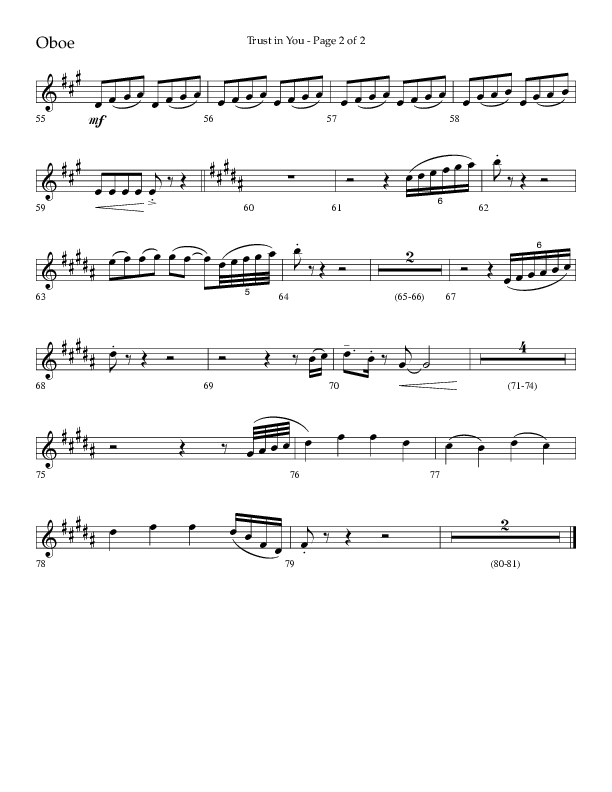 Trust In You (Choral Anthem SATB) Oboe (Lifeway Choral / Arr. Bradley Knight)