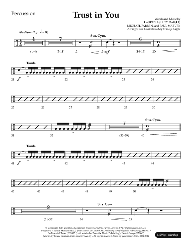 Trust In You (Choral Anthem SATB) Percussion (Lifeway Choral / Arr. Bradley Knight)