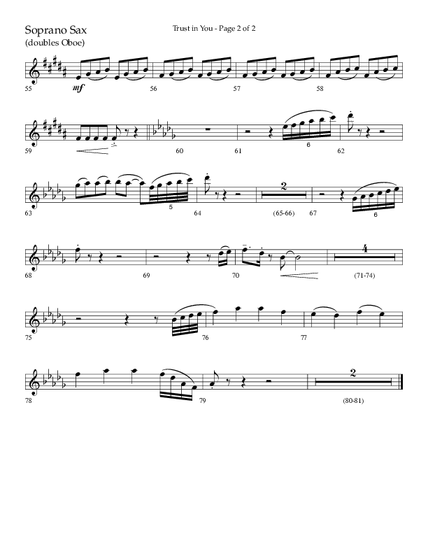 Trust In You (Choral Anthem SATB) Soprano Sax (Lifeway Choral / Arr. Bradley Knight)
