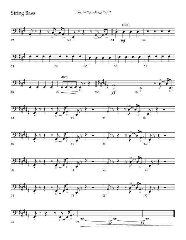 Trust In You (Choral Anthem SATB) String Bass (Lifeway Choral / Arr. Bradley Knight)
