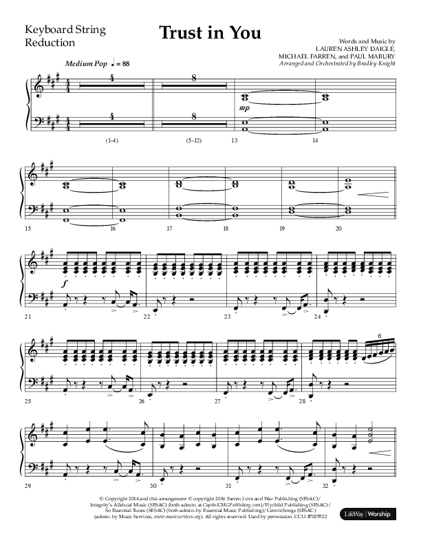 Trust In You (Choral Anthem SATB) String Reduction (Lifeway Choral / Arr. Bradley Knight)