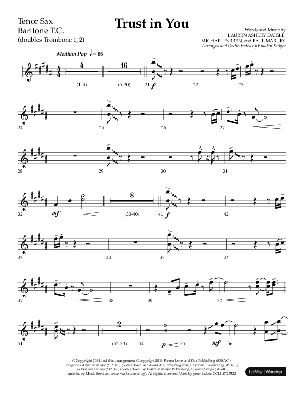 Trust In You (Choral Anthem SATB) Tenor Sax/Baritone T.C. (Lifeway Choral / Arr. Bradley Knight)