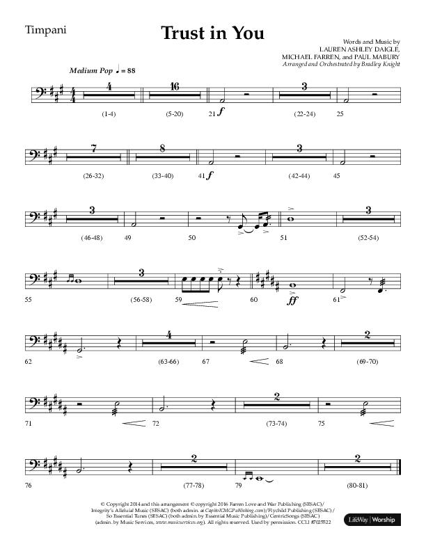 Trust In You (Choral Anthem SATB) Timpani (Lifeway Choral / Arr. Bradley Knight)