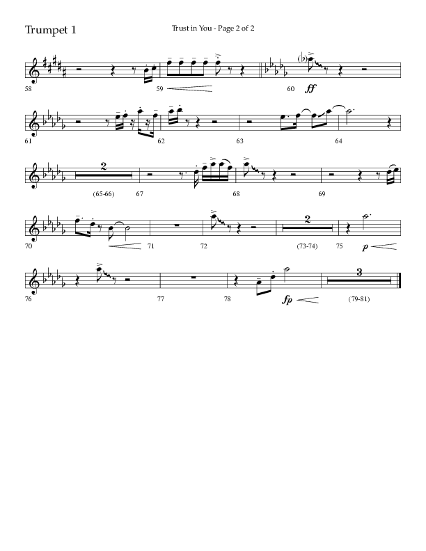 Trust In You (Choral Anthem SATB) Trumpet 1 (Lifeway Choral / Arr. Bradley Knight)