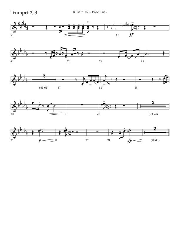 Trust In You (Choral Anthem SATB) Trumpet 2/3 (Lifeway Choral / Arr. Bradley Knight)