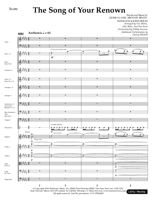 The Song Of Your Renown (Choral Anthem SATB) Conductor's Score (Lifeway Choral / Arr. Eric Belvin / Arr. John Bolin / Arr. Don Koch / Orch. Phillip Keveren / Orch. Danny Mitchell)