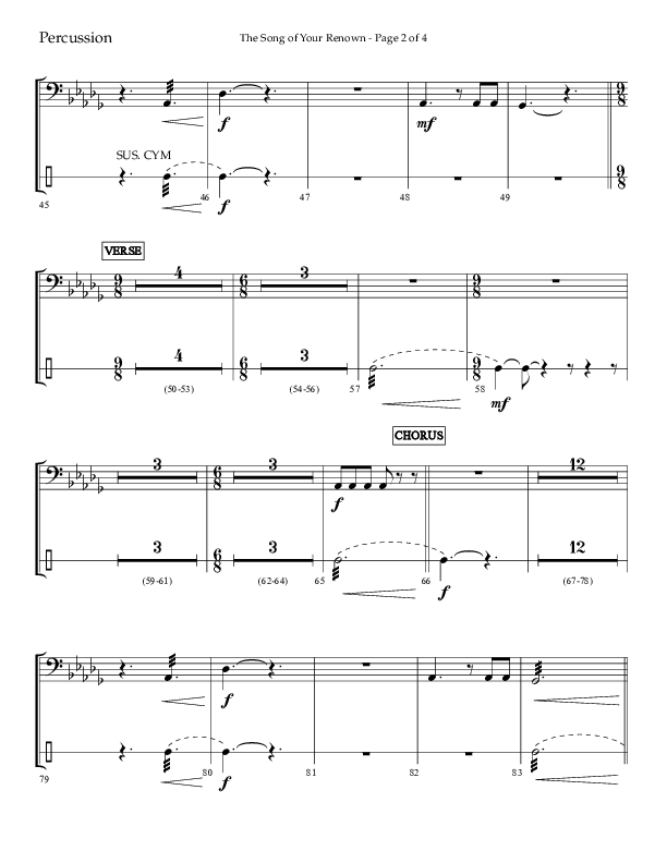 The Song Of Your Renown (Choral Anthem SATB) Percussion (Lifeway Choral / Arr. Eric Belvin / Arr. John Bolin / Arr. Don Koch / Orch. Phillip Keveren / Orch. Danny Mitchell)