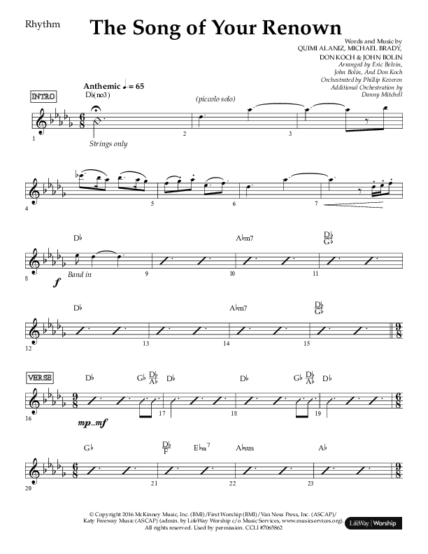 The Song Of Your Renown (Choral Anthem SATB) Lead Melody & Rhythm (Lifeway Choral / Arr. Eric Belvin / Arr. John Bolin / Arr. Don Koch / Orch. Phillip Keveren / Orch. Danny Mitchell)