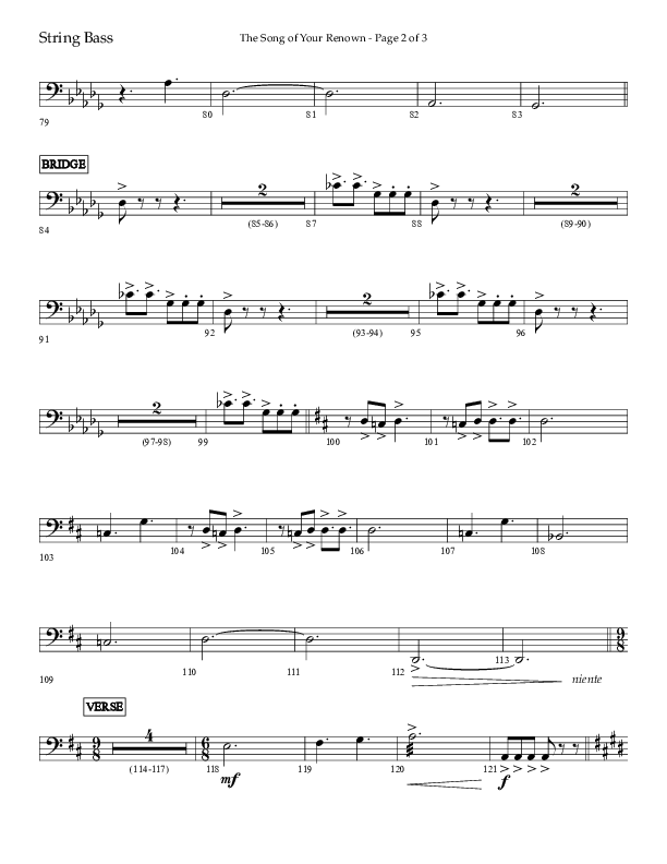 The Song Of Your Renown (Choral Anthem SATB) String Bass (Lifeway Choral / Arr. Eric Belvin / Arr. John Bolin / Arr. Don Koch / Orch. Phillip Keveren / Orch. Danny Mitchell)