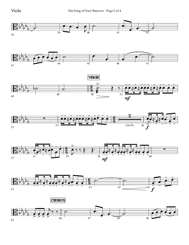 The Song Of Your Renown (Choral Anthem SATB) Viola (Lifeway Choral / Arr. Eric Belvin / Arr. John Bolin / Arr. Don Koch / Orch. Phillip Keveren / Orch. Danny Mitchell)