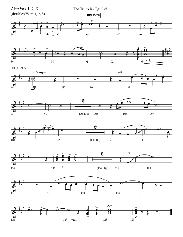 The Truth Is (Choral Anthem SATB) Alto Sax (Lifeway Choral / Arr. Bradley Knight)