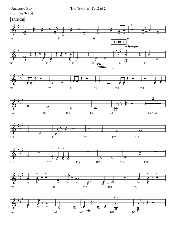The Truth Is (Choral Anthem SATB) Bari Sax (Lifeway Choral / Arr. Bradley Knight)