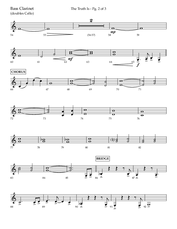 The Truth Is (Choral Anthem SATB) Bass Clarinet (Lifeway Choral / Arr. Bradley Knight)