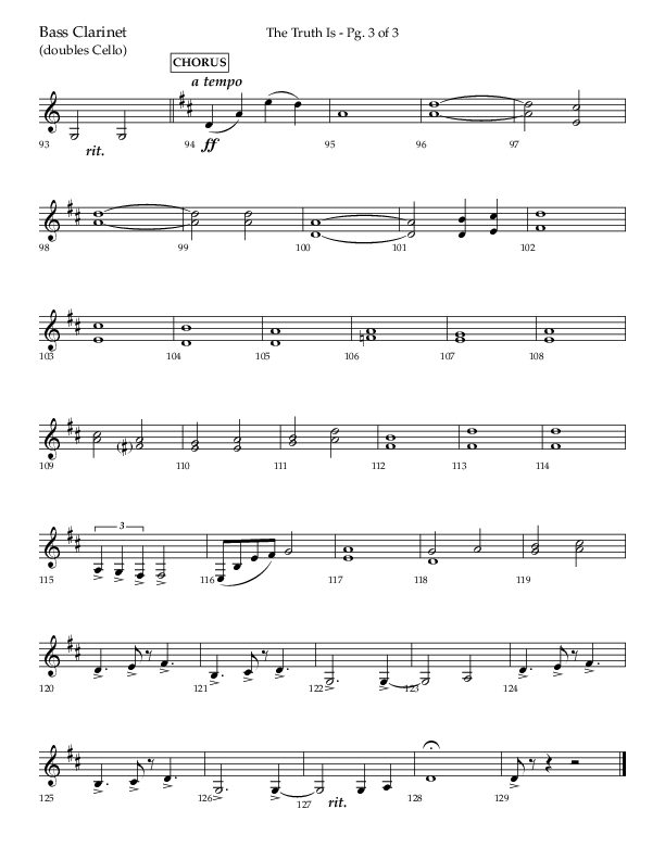 The Truth Is (Choral Anthem SATB) Bass Clarinet (Lifeway Choral / Arr. Bradley Knight)