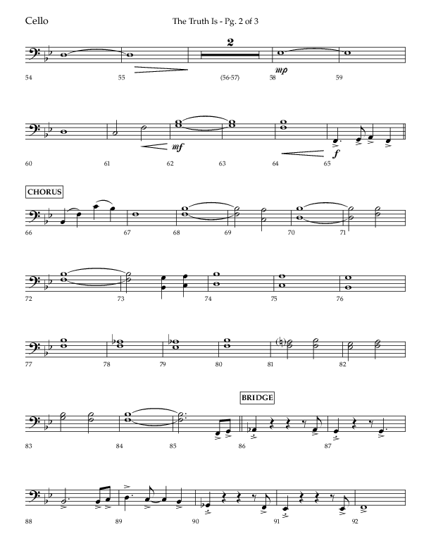 The Truth Is (Choral Anthem SATB) Cello (Lifeway Choral / Arr. Bradley Knight)