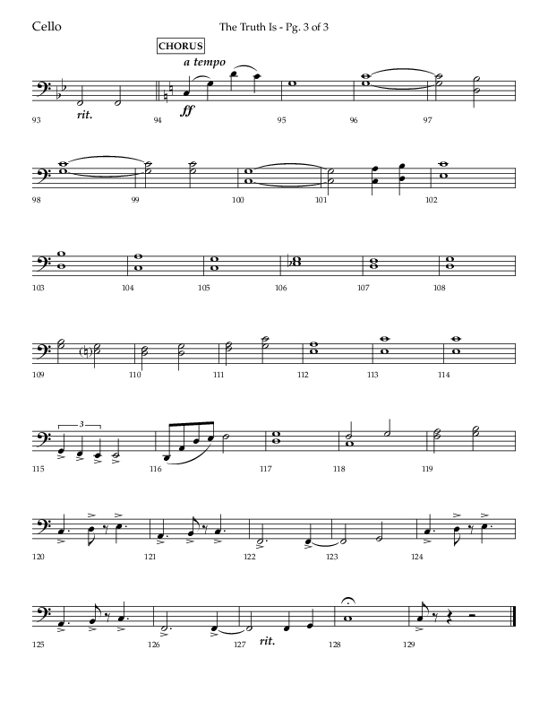 The Truth Is (Choral Anthem SATB) Cello (Lifeway Choral / Arr. Bradley Knight)