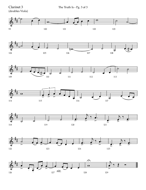 The Truth Is (Choral Anthem SATB) Clarinet 3 (Lifeway Choral / Arr. Bradley Knight)